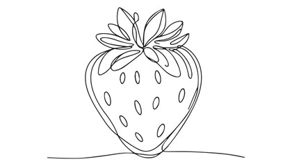 Continuous one single minimal line drawing strawberry