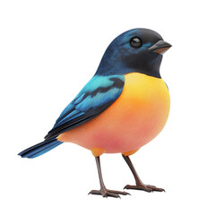 Obraz premium Colorful bird with blue wings and orange belly against abstract background