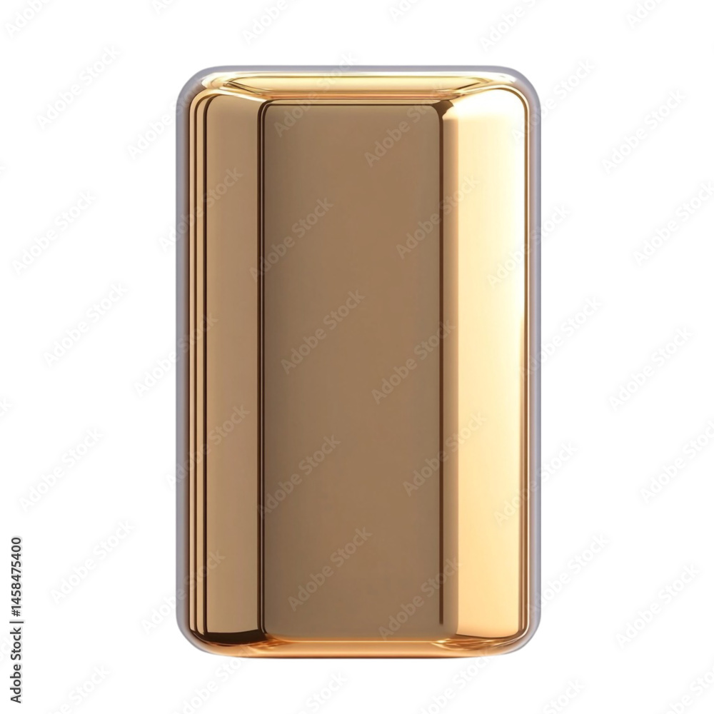 Poster gold rectangular object isolated on white background shiny metallic surface luxury design element