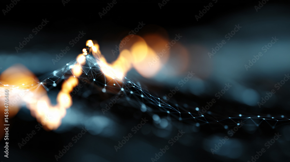 Aufkleber master medical data connection exemplification with glowing mesh effects for healthcare websites.