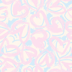 Pastels Heart Abstract Brush Strokes Seamless Pattern Design