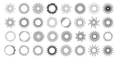 Set circular equalizer. Audio waves for music sounds. Abstract radial radio and voice volume symbol.