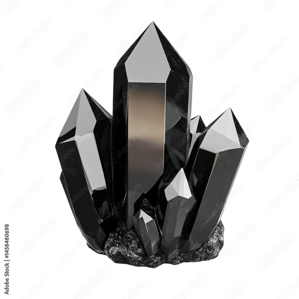 Poster black crystal cluster sharp points dark background elegant display