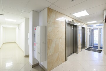 interior apartment public place, house entrance. doors, walls, staircase corridors