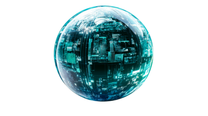 Sphere of Tech Grid Infrastructure, Digital System «, cut out transparent"