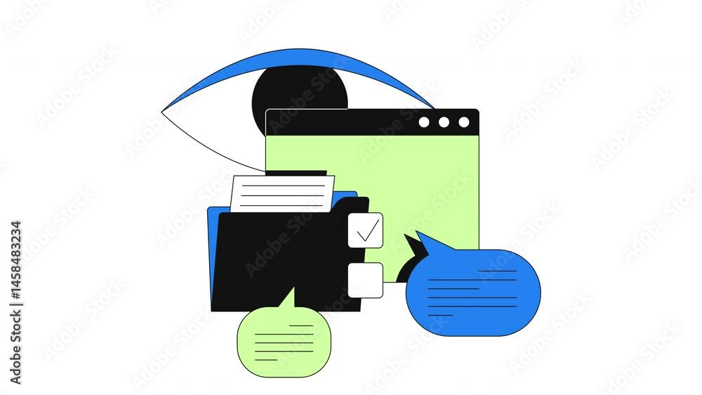 Poster web content and communication oversight 2d onboarding ui animation. task management. business superv