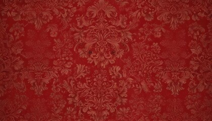 Intricate red damask wallpaper, classic baroque design , texture, pattern