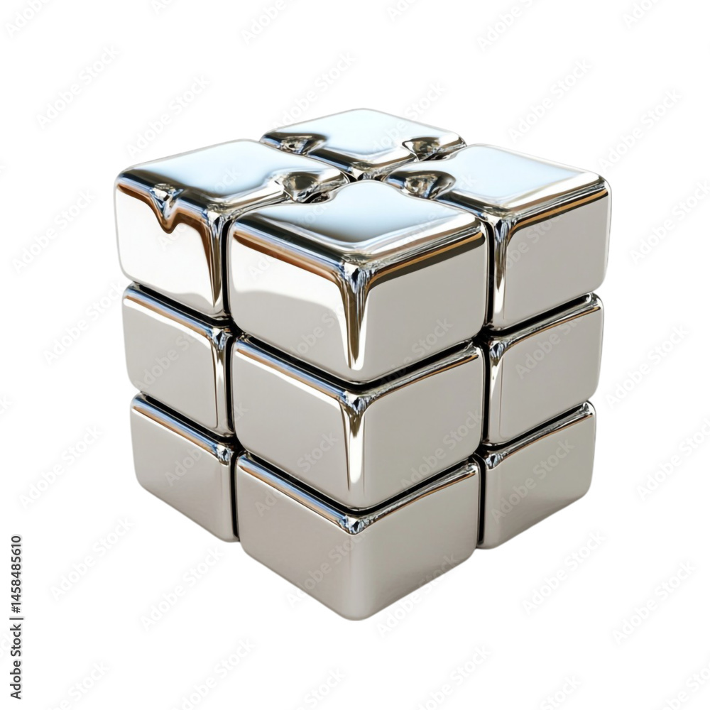 Poster shiny metallic cube blocks abstract art design