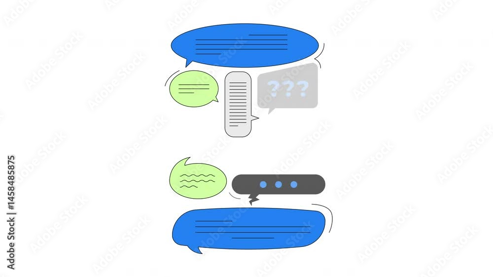 Poster online discussion chat bubbles 2d onboarding ui animation. digital communication. forum comments. fe