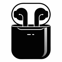 Black icon with box vector on white background.