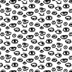 eye cartoon doodle seamless pattern