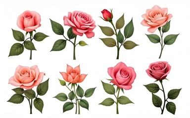 Beautiful flower collection of posters with roses, leaves, floral bouquets, flower compositions. Notebook covers. High quality