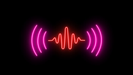 Glowing neon Sound wave icon for voice recognition in virtual assistant, speech sign. voice recording and podcast mic microphone button icon . Audio Waveform Abstract music waves oscillation modern.	