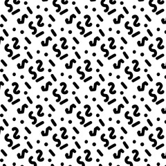 retro memphis graphic black and white seamless pattern