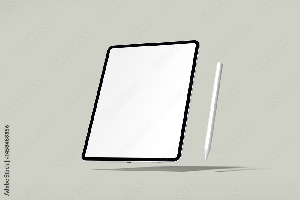 Canvas Prints realistic floating tablet blank mockup