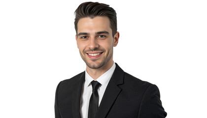 A handsome, smiling, confident and young professional businessman consultant isolated on white background. Suitable for marketing or business purposes. PNG file