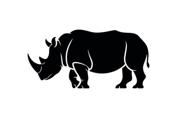 Fototapeta premium Black silhouette of a rhinoceros vector graphics