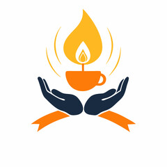 vector illustration of a burning candle.a spiritual design featuring prayer hands a glowi
