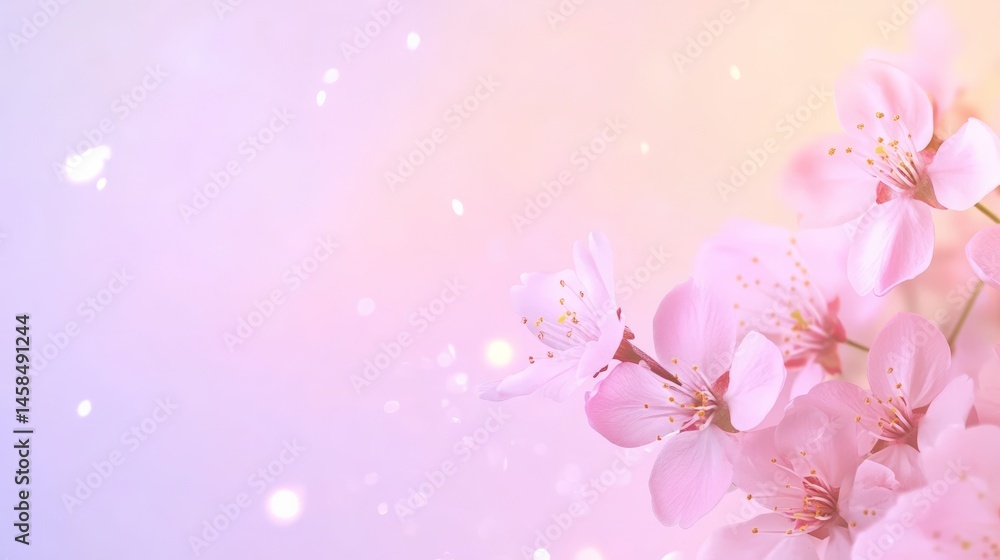 Aufkleber delicate pink blossoms create a beautiful spring scene, with a soft bokeh effect adding a touch of m