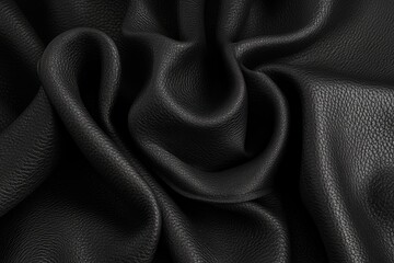Black leather fabric folds
