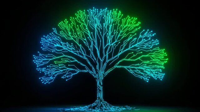 Glowing digital tree design