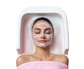 Relaxing facial treatment for skincare rejuvenation at  on a transparent background, cut out