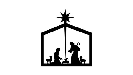 Bethlehem Nativity Shape, black isolated silhouette