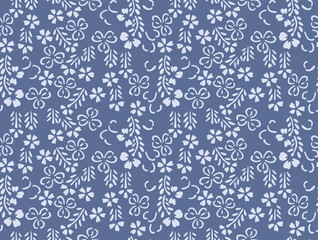 Japanese Cute Flower Motif Vector Seamless Pattern