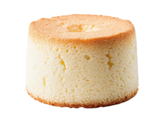 Fluffy cake with a light texture and golden crust perfect for desserts on a transparent background, cut out