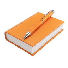 Orange notebook and pen ready for writing notes ideas or journaling