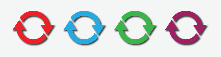 Collection of rotation, rotation, circle and other icons. Refresh, reload and change symbols with shadow