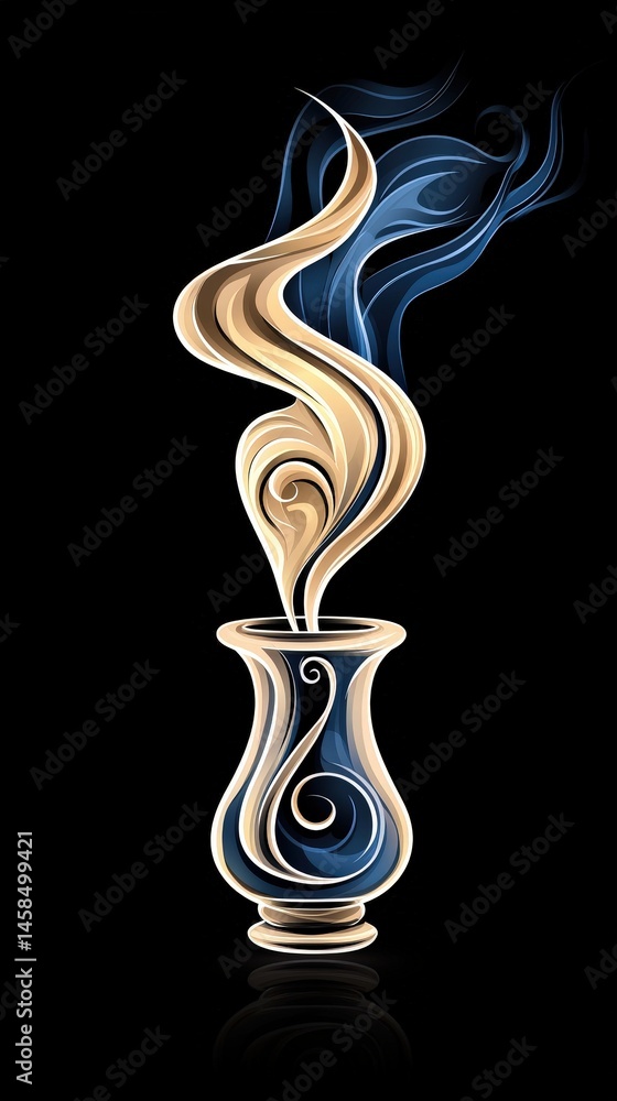 Poster captivating coffee cup with a beautiful swirl pattern creating an inviting atmosphere for coffee lov