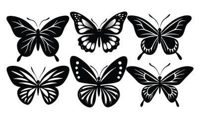 "Black Butterfly Silhouette Collection | Elegant Insect Vector Set"