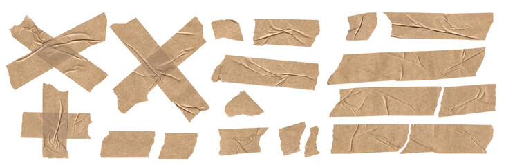 Torn kraft tape set on transparent background
