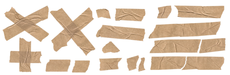 Torn kraft tape set on transparent background
