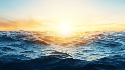 Obraz premium Serene Sunset Over Calm Ocean Waves Reflecting Golden Light