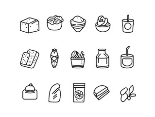 dairy line art collection of farm elements