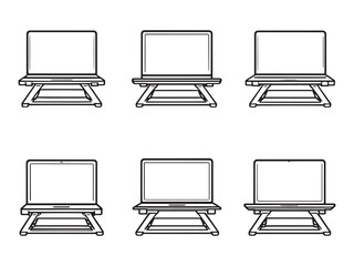 Laptop Stand Minimalist Vector Icons