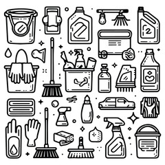 vector clip art set of cleaning elements