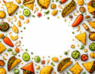 Arrangement of Taco, Chips, and Fruits Food Still Life