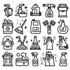 vector clip art set of cleaning elements