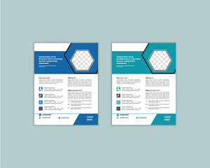 A bundle of 2 templates of a4 flyer,Corporate creative colorful business flyer template design set, abstract business flyer, vector template design or business poster template design . business flyer,