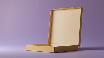 Pizza Box Mockup with Matte Finish Against Purple Background  