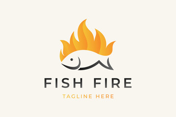 Fire Fish Logo design vector