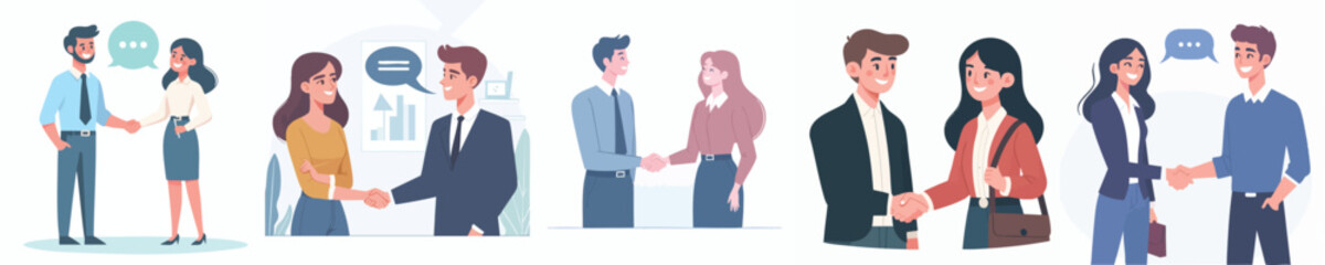 vector of men and women shaking hands