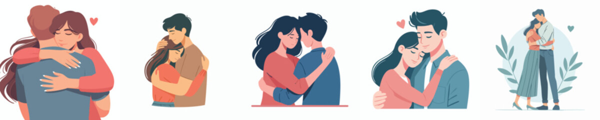 warm hug vector of male and female couple
