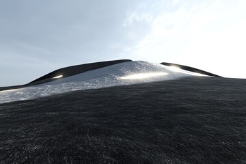 Modern architectural structure on a hill