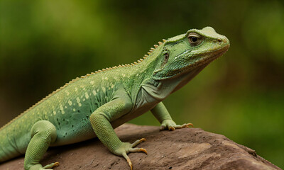 Obraz premium green lizard on a tree