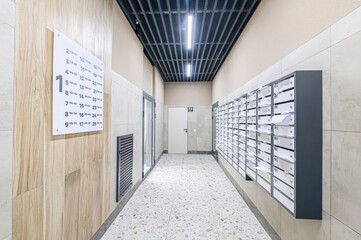 interior apartment public place, house entrance. doors, walls, staircase corridors