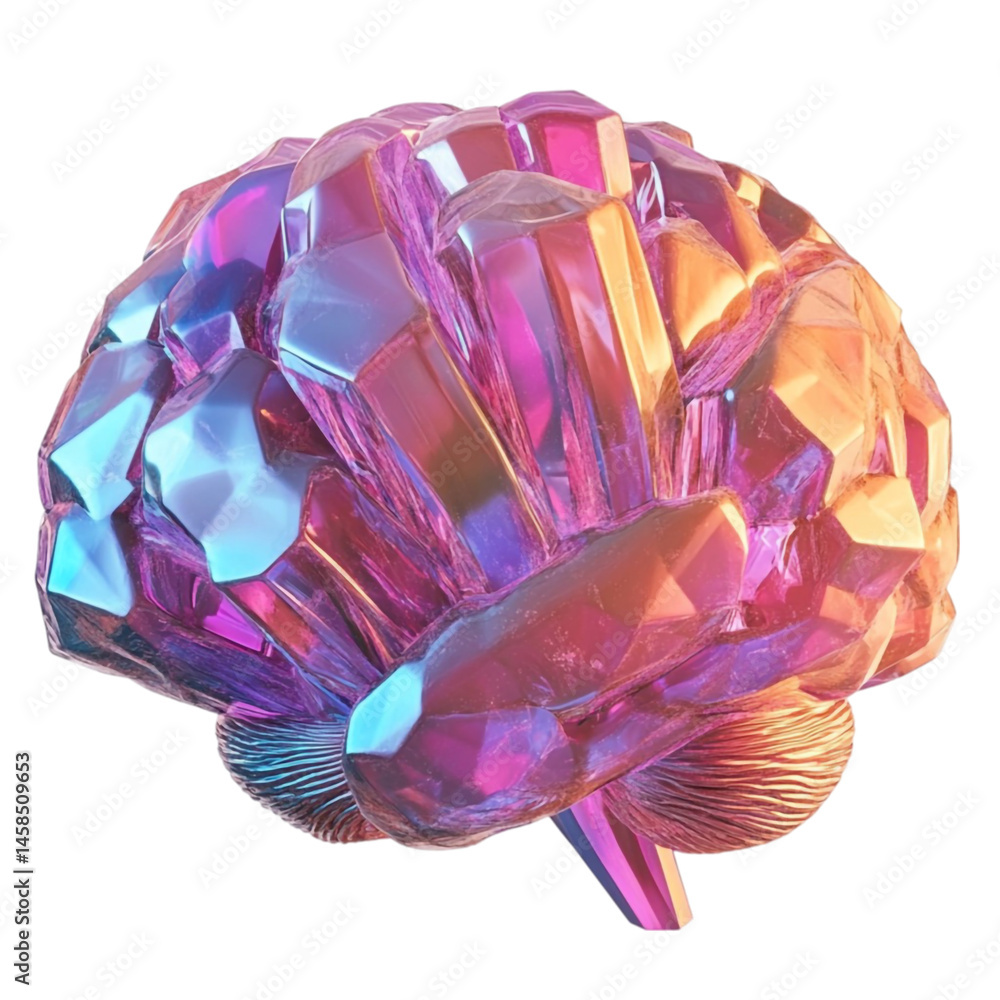 Poster crystal brain iridescent colorful abstract art neural network